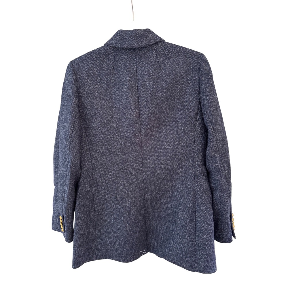 J.Crew Regent Blazer Moon British Wool Herringbone Navy Gold Button Sz 2 - Picture 3 of 9